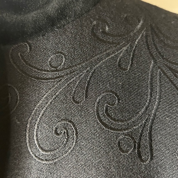 Vintage Louis Feraud Wool Blazer Evening Jacket Velvet Embroidery Size 8 Black - Picture 4 of 9